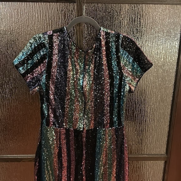 Badgley Mishka Multi Sequin Striped Dress size 16 - Picture 11 of 12